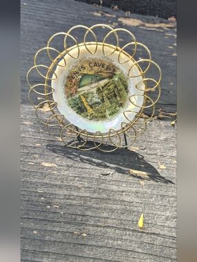 Penns Cave Decorative Plate with Gold Filigree Frame Minature